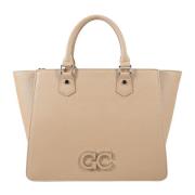 Beige Saffiano Schoudertas met Rits Gio Cellini , Beige , Dames