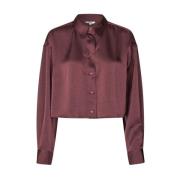 Rode Satijnen Cropped Blouse Emele mbyM , Red , Dames