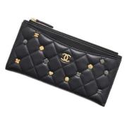 Pre-owned Leather wallets Chanel Vintage , Black , Dames