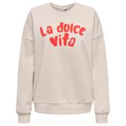 Gedrukt T-shirt met lange mouwen: Pumice Stone/La dolce vita Only , Be...