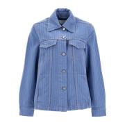 Gestreepte Denim Jack Ganni , Blue , Dames