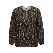 Dierenprint Longsleeve Top Only Carmakoma , Multicolor , Dames