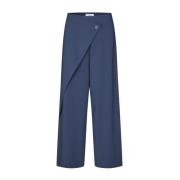 Navy Wrap Wide Leg Broek Emana mbyM , Blue , Dames