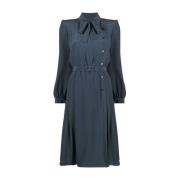 Blauwe Midi Jurk met Textiel Samenstelling Maison Margiela , Blue , Da...