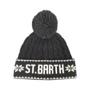 Zwarte Gevlochten Hoed met Pom Pom MC2 Saint Barth , Black , Dames