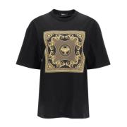 T-shirt met sjaalstijl en logoprint Versace , Black , Dames