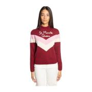 Kasjmier Bordeaux Trui met Witte en Roze Details Saint Barth , Red , D...