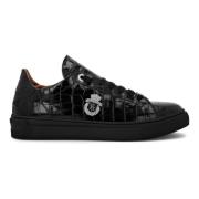 Zwarte Leren Sneakers Casual Trainers Billionaire , Black , Heren