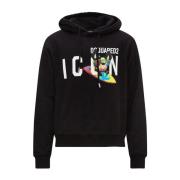 Logo Print Hoodie Dsquared2 , Black , Heren