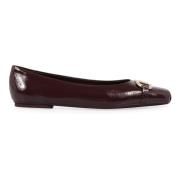 Leren balletflats met metalen horsebit Salvatore Ferragamo , Red , Dam...