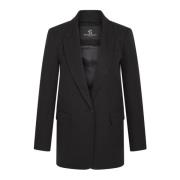 Zwarte Blazer met V-Hals en Klepzakken Bruuns Bazaar , Black , Dames