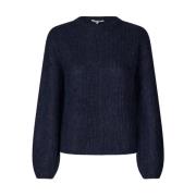 Navy Grof Gebreide Trui Corey mbyM , Blue , Dames