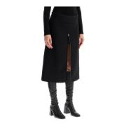 Twill Midi Rok met Rits Courrèges , Black , Dames