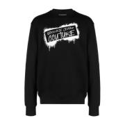 Graffiti R Logo Zwarte Sweatshirt Versace Jeans Couture , Black , Here...