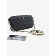 Pre-owned Leather wallets Chanel Vintage , Black , Dames