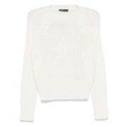 Witte Katoenen Gebreide Coltrui Sweater Lorena Antoniazzi , White , Da...