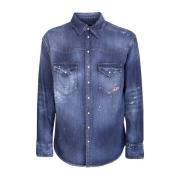 Denim Overhemd Dsquared2 , Blue , Heren