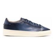 Blauwe Casual Leren Sneakers Santoni , Blue , Heren