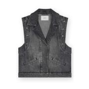 Vintage Grijs Denim Gilet met Grote Studs Homage , Gray , Dames