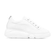 Witte Leren Sleehak Sneakers AGL , White , Dames