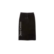 Zwarte Velours Midi Rok met Strass Logo Juicy Couture , Black , Dames