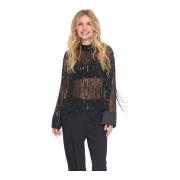 Zwarte blouse met pailletten en franjes Saint Tropez , Black , Dames