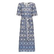 Blauwe Casual Midi Jurk Lorena Antoniazzi , Blue , Dames