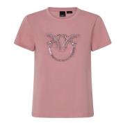 Katoenen T-shirt met uniek ontwerp Pinko , Pink , Dames