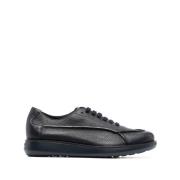 Blauwe Leren Casual Lage Hak Sneakers Giorgio Armani , Blue , Heren