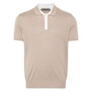 Casual Polo Shirt in Beige Zijde/Katoen Corneliani , Beige , Heren