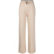 Beige Wol Zijde Gebreide Broek Lorena Antoniazzi , Beige , Dames