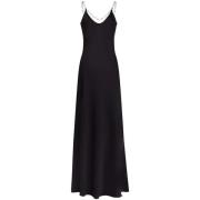 Elegante Zwarte Maxi Jurk met Ketting Paco Rabanne , Black , Dames