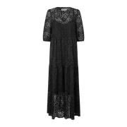 Elegante Zwarte Maxi Jurk met Kant Lollys Laundry , Black , Dames