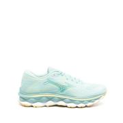 Blauwe Gebreide Sneakers met Geperforeerde Details Mizuno , Blue , Dam...