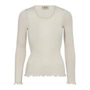 Naadloze Tee Top met Geribbeld Ontwerp MOS Mosh , Beige , Dames