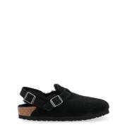 Tokio Schapenvacht Suède Clogs Birkenstock , Black , Dames