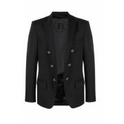 Dubbelrijige wollen blazer Balmain , Black , Heren