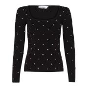 Slim-fit Meteorite Gebreide Trui Karen by Simonsen , Black , Dames