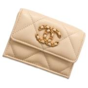 Pre-owned Leather wallets Chanel Vintage , Beige , Dames