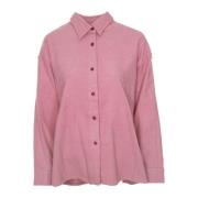 Blouse met lange mouwen en puntkraag American Vintage , Pink , Dames