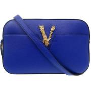 Pre-owned Leather shoulder-bags Versace Pre-owned , Blue , Dames