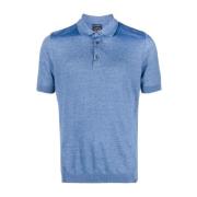 Blauw Linnen Poloshirt Paul & Shark , Blue , Heren