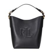 Middelgrote Witley leren bucket bag Ralph Lauren , Black , Dames