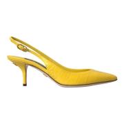 Gele Leren Slingback Hakken Schoenen Dolce & Gabbana , Yellow , Dames