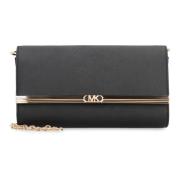 Grote leren clutch met kettingriem Michael Kors , Black , Dames