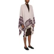 Paarse Wollen Blend Jacquard Poncho Patrizia Pepe , Multicolor , Dames