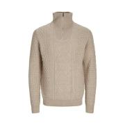 Kasjmier Hoge Hals Gebreide Trui Beige Jack & Jones , Beige , Heren