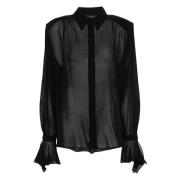 Elegant Peony Detailed Sleeves Blouse Andamane , Black , Dames