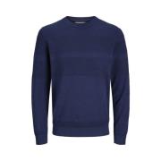 Blauwe Gebreide Ronde Hals Trui Jack & Jones , Blue , Heren