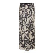 Zandprint Rok met Elastische Taille Bruuns Bazaar , Beige , Dames